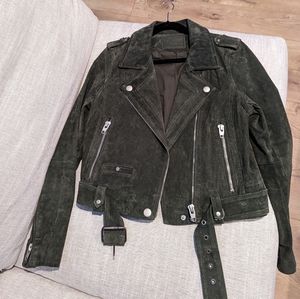 NWT BlankNYC Women's Olive Green Suede Biker Style Jacket Size Medium